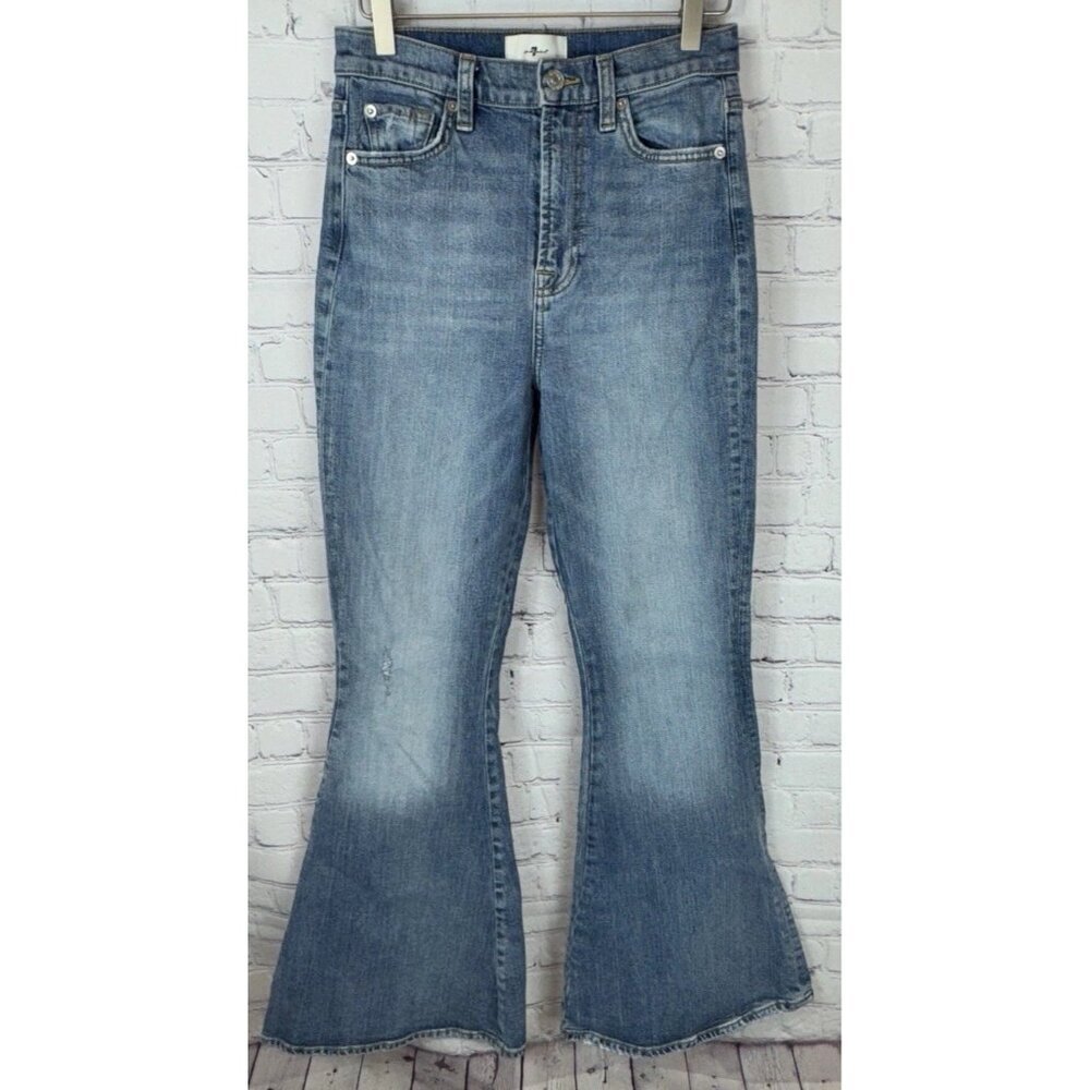 7 FOR ALL MANKIND Women's Mega Flare Blue Jeans Size 27 High Rise